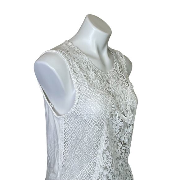 Anthropologie | Women's Tiny White Lace Front Sleeveless Top | Size: M - Picture 3 of 6